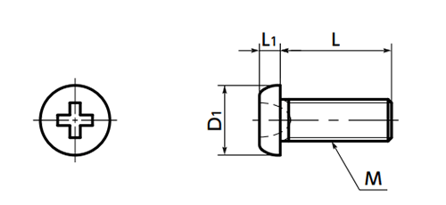 チタン (TW270 1種) 十字穴付き (+)なべ小ねじ (微細ねじ)(SNZT)(10本入)(NBK製) 製品図面