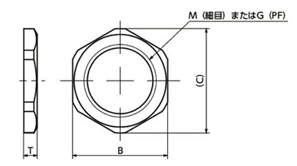 真鍮 薄形管用ナット(管用ねじ/G)(SWNB)(NBK製) 製品図面