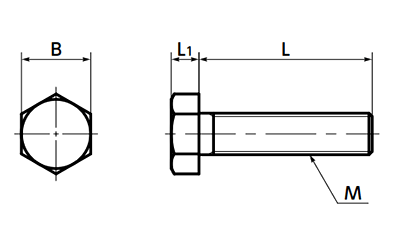 鉄(4.8) 六角ボルト (異種金属接触腐蝕防止処理)(ROHS2)(10本入り) 製品図面