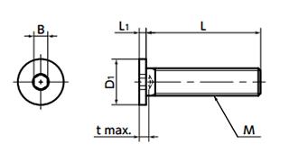 SUS316L 六角穴付き極低頭ボルト(クリーン洗浄・クリーン梱包済み)(SSHL-UCL)(10本入)(NBK製) 製品図面