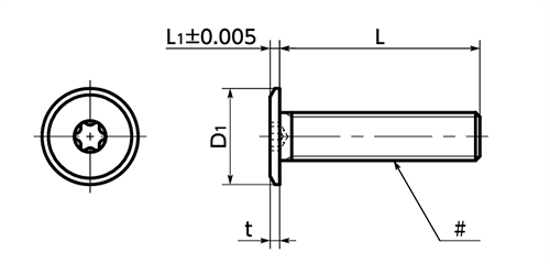 鉄 ヘクサロビュラ穴付き 超極低頭ボルト(TRX CAP)(SET-TZB)(UNCユニファイ並目ねじ) 製品図面