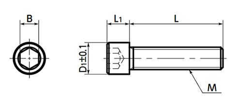 鋼 12.9 六角穴付きボルト(キャップスクリュー/四三酸化鉄皮膜)(小頭タイプ)(SNS-SD-VA/ばら単位)(NBK製) 製品図面