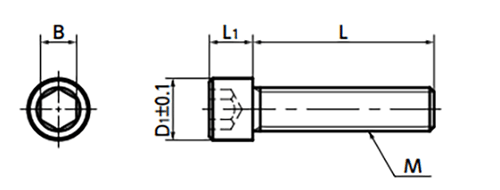 ステンレス SUSXM7 六角穴付き小頭ボルト(キャップスクリュー)(SNSS-SD-VA/ばら単位)(NBK製) 製品図面