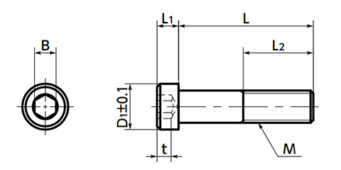 ステンレス SUSXM7 六角穴付き低頭小頭ボルト(キャップスクリュー)(SLHS-SD-VA/ばら単位)(NBK製) 製品図面