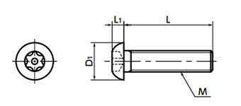 ステンレス ヘクサロビュラ穴付きボタンボルト(ピンつき)(SRBS-VA/ばら品) 製品図面
