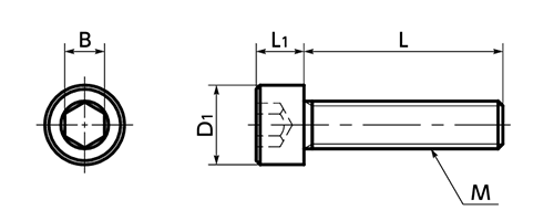 PVDF (樹脂製) 六角穴付きボルト(キャップスクリュー) (SPV-C-VA/ばら見積品)(乳白)(NBK製) 製品図面