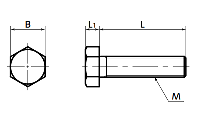 鉄(4.8) 六角ボルト (異種金属接触腐蝕防止処理)(ROHS2)(ばら単位) 製品図面