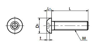 ステンレス スリーロブ穴付きボタンボルト(ピンつき)(SRSAS-VA/ばら品)(NBK製) 製品図面