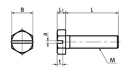 PFA (樹脂製) 六角ボルト(SPFA-H-VA)(ばら単位)(乳白色) 製品図面