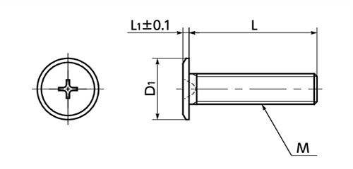 ステンレス(+)超極低頭ボルト(SEQS-VA)(ばら単位)(NBK製) 製品図面