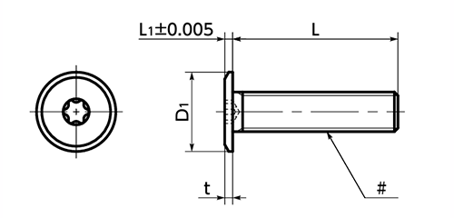 鉄 ヘクサロビュラ穴付き 超極低頭ボルト(TRX CAP)(SET-TZB-VA)(ばら単位)(UNC並目) 製品図面