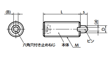 NBK ステンレス SUS303 スプリングプランジャ (ピン：SUS303) 軽荷重 (PSF-SN) 製品図面