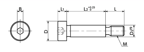 鋼 12.9 ショルダーボルト(ストリッパボルト)(SBSM)(ねじ径x胴径x胴長)(NBK製) 製品図面