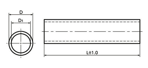 アルミニウム パイプ (長さ指定タイプ) GN990-ALD-30-EL(外径φ30/内径φ26)(*印サイズ追加送料の場合あり) 製品図面