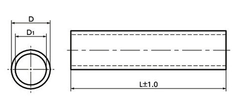 アルミニウム パイプ (長さ指定タイプ) GN990-ALD-40-EL(外径φ40/内径φ34)(*印サイズ追加送料の場合あり) 製品図面