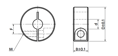 S45C セットカラー (クランピングタイプ)(NSCS-C)(四三酸化鉄皮膜)(NBK製) 製品図面